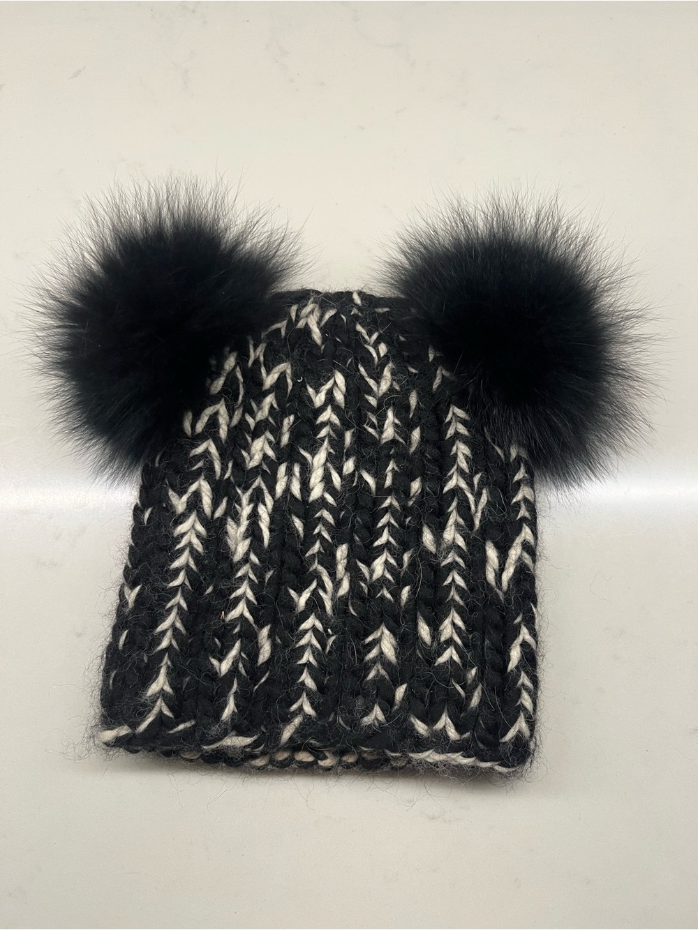 Eugenia Kim Black & White Double Pom Knit Hat